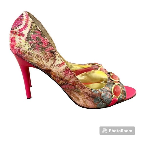 Carlos Santana Pink Jeweled Heels Size 6 - Picture 1 of 9